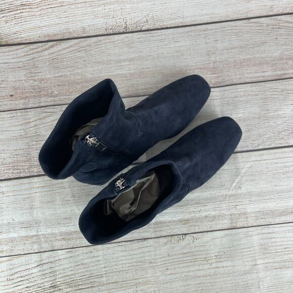 Aquatalia Drusilla Womens Sz 11 Ankle Boots Booties Navy Blue Suede Zip - Picture 7 of 10